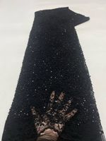 NI.AI Nuevo Estilo de Encaje Floral con Textura, Encaje con Lentejuelas y Cuentas, Tela de Encaje con Lentejuelas, Encaje de Red con Lentejuelas, Tela de Perlas