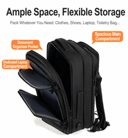 Sac à dos pour ordinateur portable de voyage professionnel imperméable grande capacité avec port USB, rangement multi-compartiments, fermeture éclair, option logo personnalisé