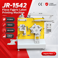 Machine d'impression d'étiquettes textiles Flexo 6 couleurs JR-1542, largeur 155 mm, 60 m/min, certifiée CE, imprimante d'étiquettes d'entretien textile