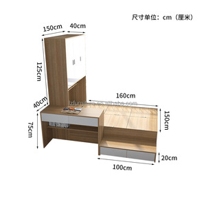Custom Economical Compact Studio Apartment Furniture Set Durable Wooden Tatami Bed with Flip-Top <b>Storage</b> Wardrobe Desk & Drawers - Product Image 6