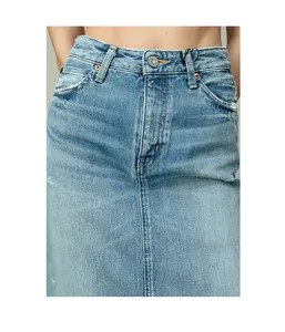Retro Style Super Long Elegant Denim Women Jeans Skirt Women Denim