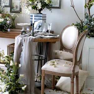 Silla francesa <span class=keywords><strong>Luis</strong></span> Xv moderna pierna de madera acento sin brazos sillas fantasma Vintage Silla de comedor de tela - Product Image 5