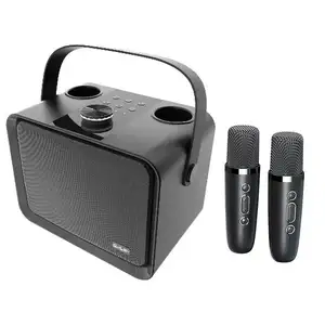 Altavoz karaoke portátil QM1 BT con 2 micrófonos inalámbricos, reproducción de música, sonido estéreo, reproducción de tarjeta TF, exterior, interior, QM1, superventas
