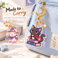 Porte-clés personnalisé en acrylique CNAWO, breloque transparente imprimée avec animal fantaisie mignon et fermoir doré façonné, mini pendentif