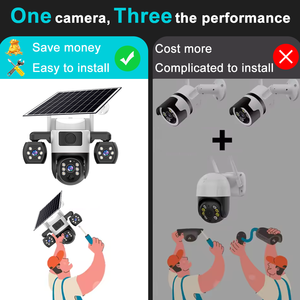 Caméra solaire extérieure V380 Pro Wifi/4G, 3 objectifs, 3 écrans, détection de mouvement COMS, alarme, batterie basse consommation, caméra CCTV étanche - Product Image 5
