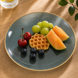 Assiette de mariage en plastique PS de luxe, sans BPA, de qualité alimentaire, avec bord doré, couleur personnalisée, 7/10 pouces, spirale, jetable - Product Image 2