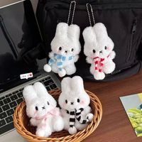Pendentif de sac à dos et porte-clés en peluche Miffy le lapin, 12 cm, avec écharpe, en coton PP ultra doux, en forme de personnage de dessin animé mignon, pour machine à griffes, en promotion