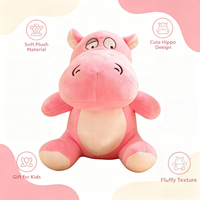Peluche Hippopotame Rose Douce et Moelleuse, Jouet en Peluche Hippopotame en Gros, Fabricant de Jouets en Peluche Personnalisés, Cadeaux pour Enfants