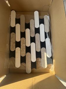 Mosaïque de marbre noir et gris noir, forme Kitkat affûtée, allongée et ronde, pour sols et murs intérieurs - Product Image 5