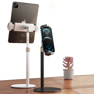 Aluminum Desktop Universal Adjustable Desk Mobile Cell Phone Stand Holder With Anti-slip Base And Convenient Charging Port