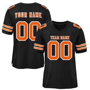 Custom <b>Black</b> Orange-<b>White</b> Classic Style Mesh Authentic <b>Football</b> Jersey - Product Image 1