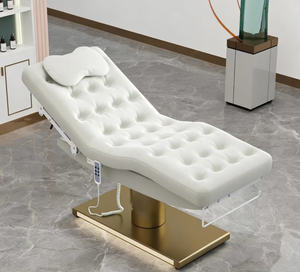 Cama de Masaje y Mesa de Tratamiento Facial de Lujo con Base Dorada Metálica de Alta Calidad y Tres Motores - Product Image 2