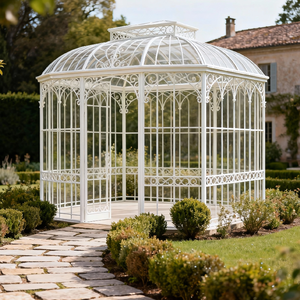 <span class=keywords><strong>Serre</strong></span> en <span class=keywords><strong>verre</strong></span> avec structure en fer de style victorien, bâtiment de jardin extérieur complet pour événements et horticulture - Product Image 6