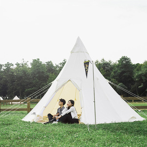 Tente indienne grande, imperméable, coupe-vent, pour le camping en famille, la randonnée, tente pyramide en toile pour 4 personnes, pour adultes, pour la pêche, la randonnée - Product Image 3