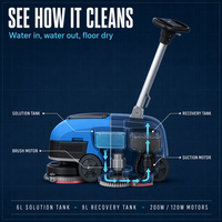 Nettoyeur de sols compact 280 mm WG-K3, 23 kg, avec batterie, transport à une main, 24 V, 12 Ah, lithium en option, autonomie de 1,5 à 2 h