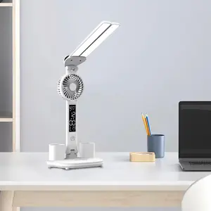 Lampe de bureau multifonctionnelle pliable USB pour la protection des yeux à gradation LED pour la lecture et l'étude avec ventilateur et stylo pour étudiant