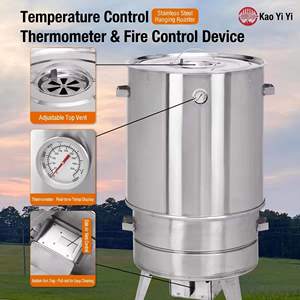 Stainless Steel Hanging Roaster Multi Purpose <b>Grill</b> Barrel Smoker Roasting Pot for Outdoor <b>Cooking</b> - Product Image 2