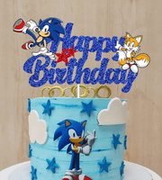 Décoration de gâteau d'anniversaire sur le thème des personnages de dessins animés, carte de gâteau d'anniversaire, décoration de gâteau pour fête d'anniversaire