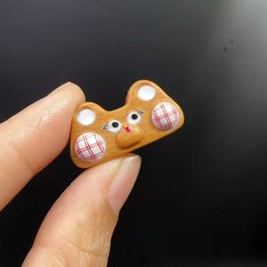 Peach Wood Bear Radio Beads Ebony Wood Bear Radio Beads For Jewelry Making Irregular Shape Wooden Loose Beads - Product Image 2