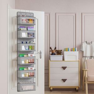 Gray 6 Layer Non-Woven Door Hanging Organizer Cloth Storage for Bedroom <b>Wardrobe</b> Hanging Door Hanging for Toys and Baby Products - Product Image 5