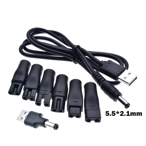 8 pcs thay thế dây nguồn 5V sạc USB <span class=keywords><strong>Adapter</strong></span> thích hợp cho tất cả các loại điện tóc Cắt, râu xén, cạo râu - Product Image 1
