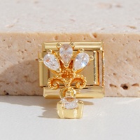 Pendentifs personnalisés les plus populaires en acier inoxydable, breloques DIY en zircon, signes, cœurs, fleurs, charmes italiens pour bracelets de cheville et bracelets