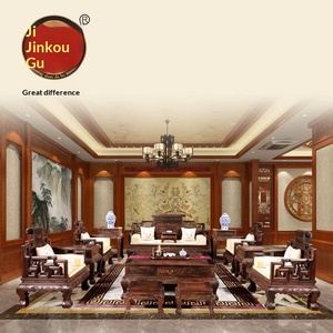 Muebles de Madera de Redwood, Librería de Gran Volumen, Estilo Clásico Ming y Qing, Juego de 15 Piezas de Madera Sólida, Personalizable, para Sala de Estar - Product Image 2