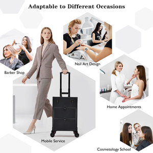 Professional Rolling <b>Makeup</b> <b>Case</b> 2-Drawer Cosmetic Storage Organizer Travel <b>Makeup</b> Trolley Large Train <b>Case</b> with Wheels - Product Image 5
