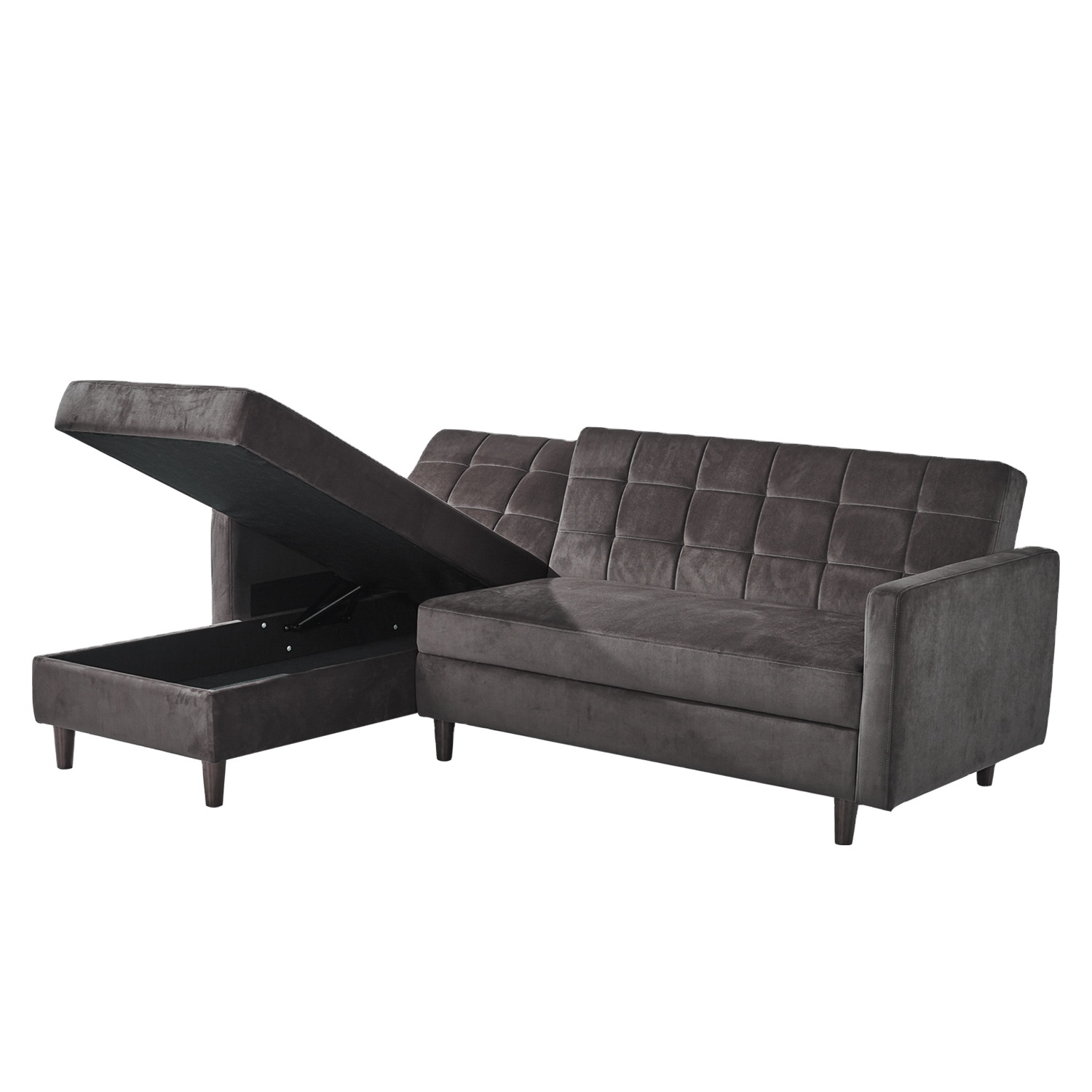 Modern style Sectional sofa bed with storage Living Room Furniture Suede Fabric l shape sofas