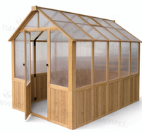 Serre en bois pour l'extérieur, serre en bois de plain-pied et porte verrouillable, serre robuste pour l'extérieur, jardin d'arrière-cour