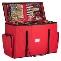 Boîte de rangement ajustable pour décorations de Noël avec séparateurs, capacité de 73 décorations, fermeture éclair, pratique