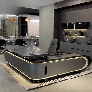 مجموعة أثاث مكتبي كاملة بتصميم عصري، مكاتب تنفيذية فاخرة للمدراء التنفيذيين، طاولة مكتب وكراسي حديثة - Product Image 2