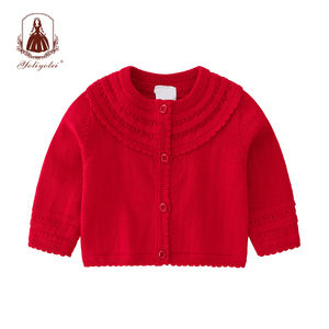Venta al por mayor bordado ropa <span class=keywords><strong>de</strong></span> niños hueco sólido Collar Color <span class=keywords><strong>de</strong></span> punto <span class=keywords><strong>de</strong></span> bebé niñas suéteres Cardigan con botón - Product Image 4