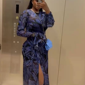 เดรสแฟชั่นผู้หญิงทรงเข้ารูป คอทรงกลม แขนยาว ผ้าตาข่ายซีทรู ดีไซน์เอวกลาง ชายกระโปรงไม่สมมาตร ทรงเซ็กซี่ กำลังฮิต - Product Image 3