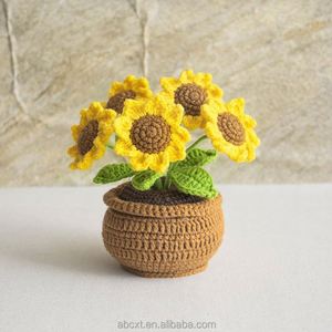 ของตกแต่งรถยนต์ ดอกไม้ถักโครเชต์ทำมือ ต้นเดซี่ในกระถาง - Product Image 6