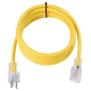 12/3 25 ft SJTW Heavy Duty Yellow Extension Cable Extension Cable with 3 Prong Grounded Plug Lighted Outdoor Extension Cord