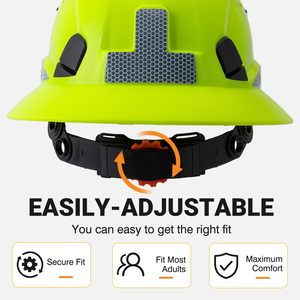 Casque de sécurité à visière intégrale ANSI Z89.1 Type 1 Classe C avec bande réfléchissante, ventilé, suspension 6 points, pour travaux industriels et de construction - Product Image 5