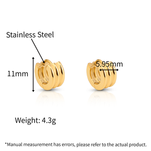 Orecchini a Cerchio Larghi Triplo Strato in Acciaio Inossidabile 316L Placcato <span class=keywords><strong>Oro</strong></span> Chris April - Product Image 2