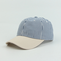 Topi Kasual Harian Olahraga Unisex Logo Kustom 6 Panel Topi Baseball Bergaris Katun Tanpa Struktur Topi Outdoor