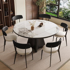 2025 nouveau Style moderne luxe haut de gamme sentiment télescopique pliant en acier au carbone extensible réglable <span class=keywords><strong>petit</strong></span> appartement Table à manger - Product Image 5