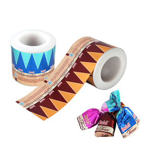 Custom logo Recyclable Soft Moisture Proof Plastic PET/PVC Candy Chocolate Wrapper Rolls Toffee Candy Twist Packaging Film