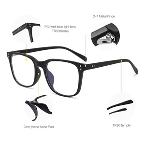 Mode persegi TR90 kacamata disesuaikan desainer anticahaya biru kacamata bingkai optik