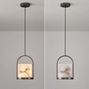 <span class=keywords><strong>Suspension</strong></span> minimaliste Seeky de style oriental en métal, luminaire fin avec abat-jour en onyx pour salle de thé - Product Image 3