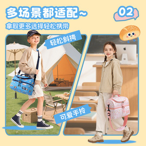 Children's Double Layer <b>Insulated</b> <b>Lunch</b> Bag Blue Cartoon Bento <b>Box</b> For School Portable Waterproof Cooler Bag - Product Image 3