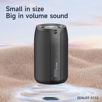 Enceinte portable Zealot S132 5W sans fil mini avec radiateur de basses profondes, résistance aux éclaboussures, batterie 1800mAh, appairage TWS, Type-C
