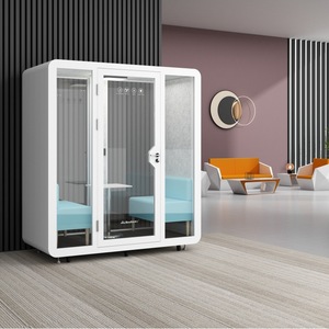 Cabina de Oficina Insonorizada de Primera Calidad con Reducción de Ruido, Sofá Cómodo y Mesa Lateral, Cabina de Reuniones de Oficina Insonorizada de Dos Plazas - Product Image 4