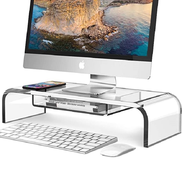 20 Large Acrylic Monitor Stand Acrylic Laptop Stand with Keyboard Storage Space Desktop Monitor Raised Stand