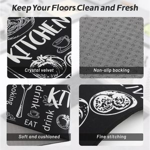 Tapis de cuisine moderne antidérapant en 2 pièces, lavable, épais et rembourré, en polyester absorbant l'eau, adapté aux animaux domestiques, conception OEM - Product Image 3