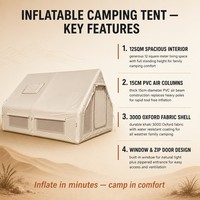 Carpa Inflable Impermeable de Oxford para Acampar, Portátil, de 12 Metros Cuadrados, para las Cuatro Estaciones, Apertura Automática Rápida, para 6-10 Personas