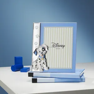 Valenti & Co srl 100% Hecho en Italia Revendedor oficial de Disney Blue Lucky Dog Dálmatas Marco de fotos de plata para bebé niño nacido